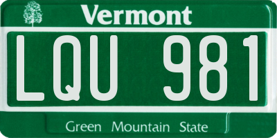 VT license plate LQU981