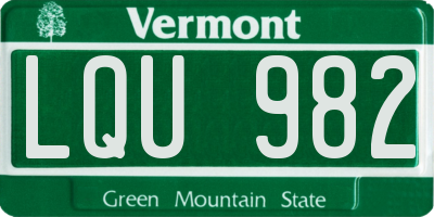 VT license plate LQU982