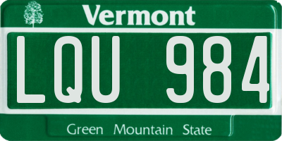 VT license plate LQU984