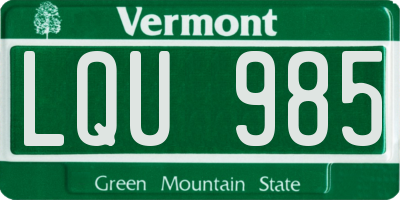 VT license plate LQU985