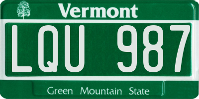 VT license plate LQU987