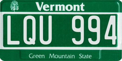 VT license plate LQU994