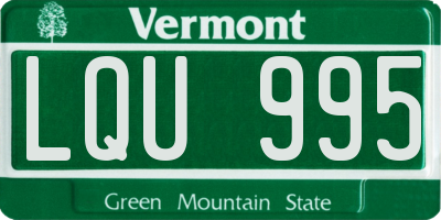 VT license plate LQU995