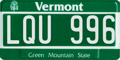 VT license plate LQU996