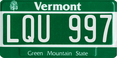 VT license plate LQU997