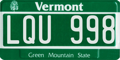 VT license plate LQU998