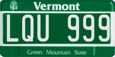 VT license plate LQU999
