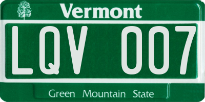 VT license plate LQV007