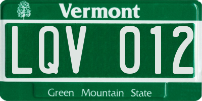 VT license plate LQV012