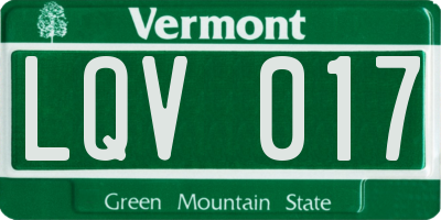 VT license plate LQV017