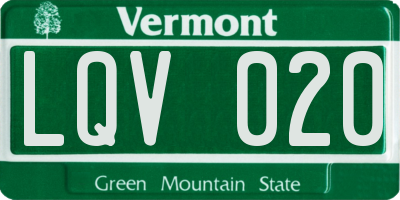 VT license plate LQV020