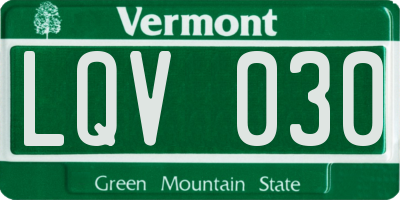 VT license plate LQV030