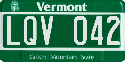 VT license plate LQV042