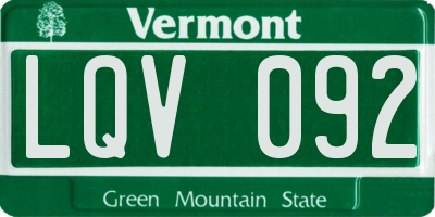VT license plate LQV092