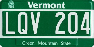 VT license plate LQV204