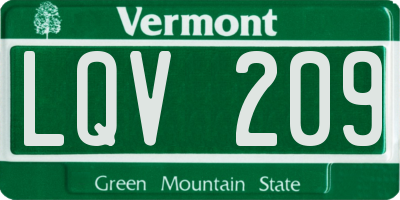 VT license plate LQV209