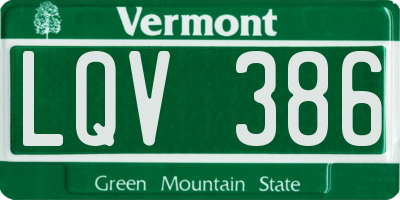 VT license plate LQV386