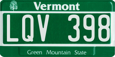 VT license plate LQV398