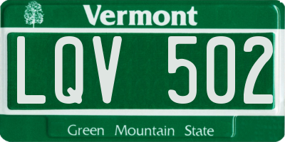 VT license plate LQV502
