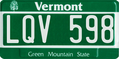 VT license plate LQV598