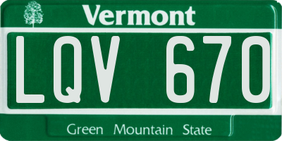 VT license plate LQV670
