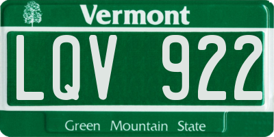 VT license plate LQV922