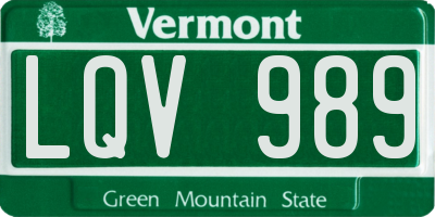 VT license plate LQV989