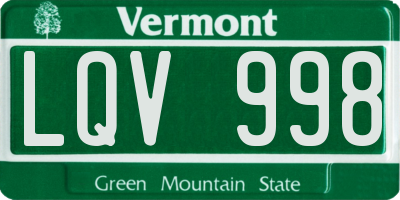 VT license plate LQV998