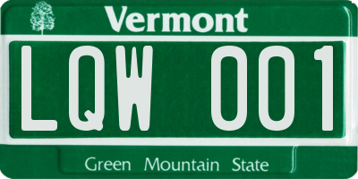 VT license plate LQW001