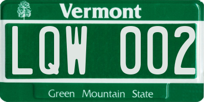 VT license plate LQW002