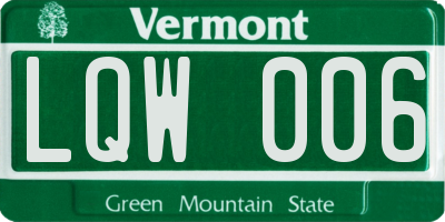 VT license plate LQW006