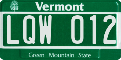 VT license plate LQW012