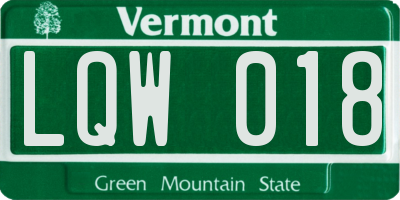 VT license plate LQW018
