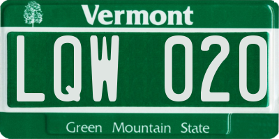 VT license plate LQW020