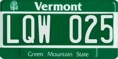 VT license plate LQW025