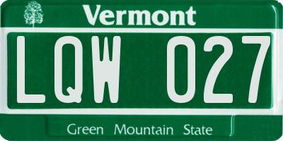VT license plate LQW027