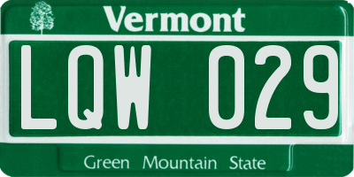 VT license plate LQW029