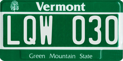 VT license plate LQW030