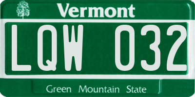 VT license plate LQW032