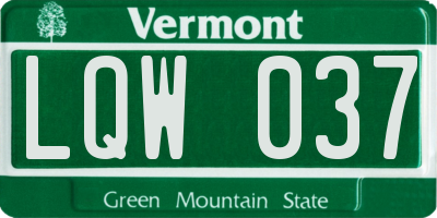 VT license plate LQW037