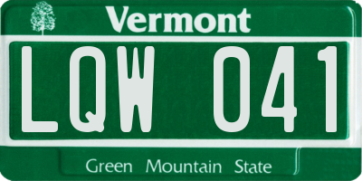 VT license plate LQW041