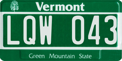 VT license plate LQW043