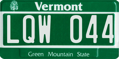 VT license plate LQW044