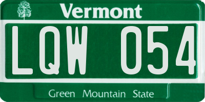 VT license plate LQW054