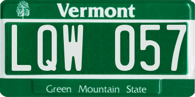 VT license plate LQW057