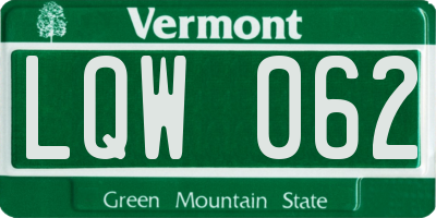 VT license plate LQW062