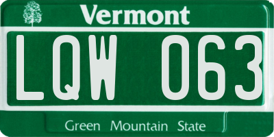 VT license plate LQW063