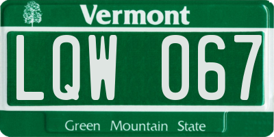 VT license plate LQW067