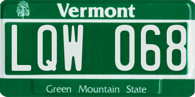 VT license plate LQW068