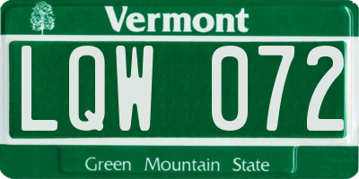 VT license plate LQW072
